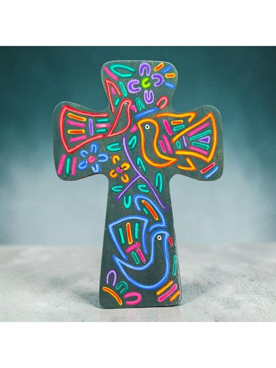 Ten Thousand Villages Other - Ten Thousand Villages Colors Of Peace Cross El Salvador Handcrafted Wooden Wall
